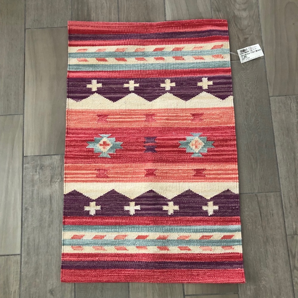 Bright aztec rug/mat 24.25” x 37.5”